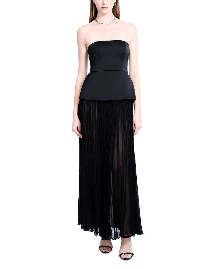 

Бесплечее платье с баской BCBGMAXAZRIA, черный