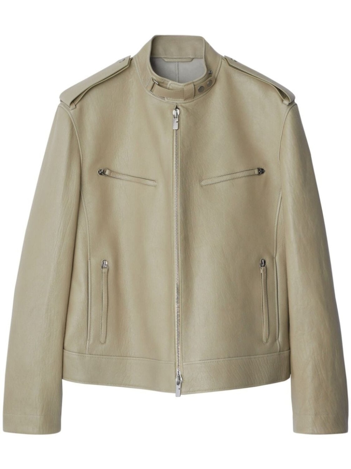 

Burberry кожаная куртка на молнии, нейтральный цвет