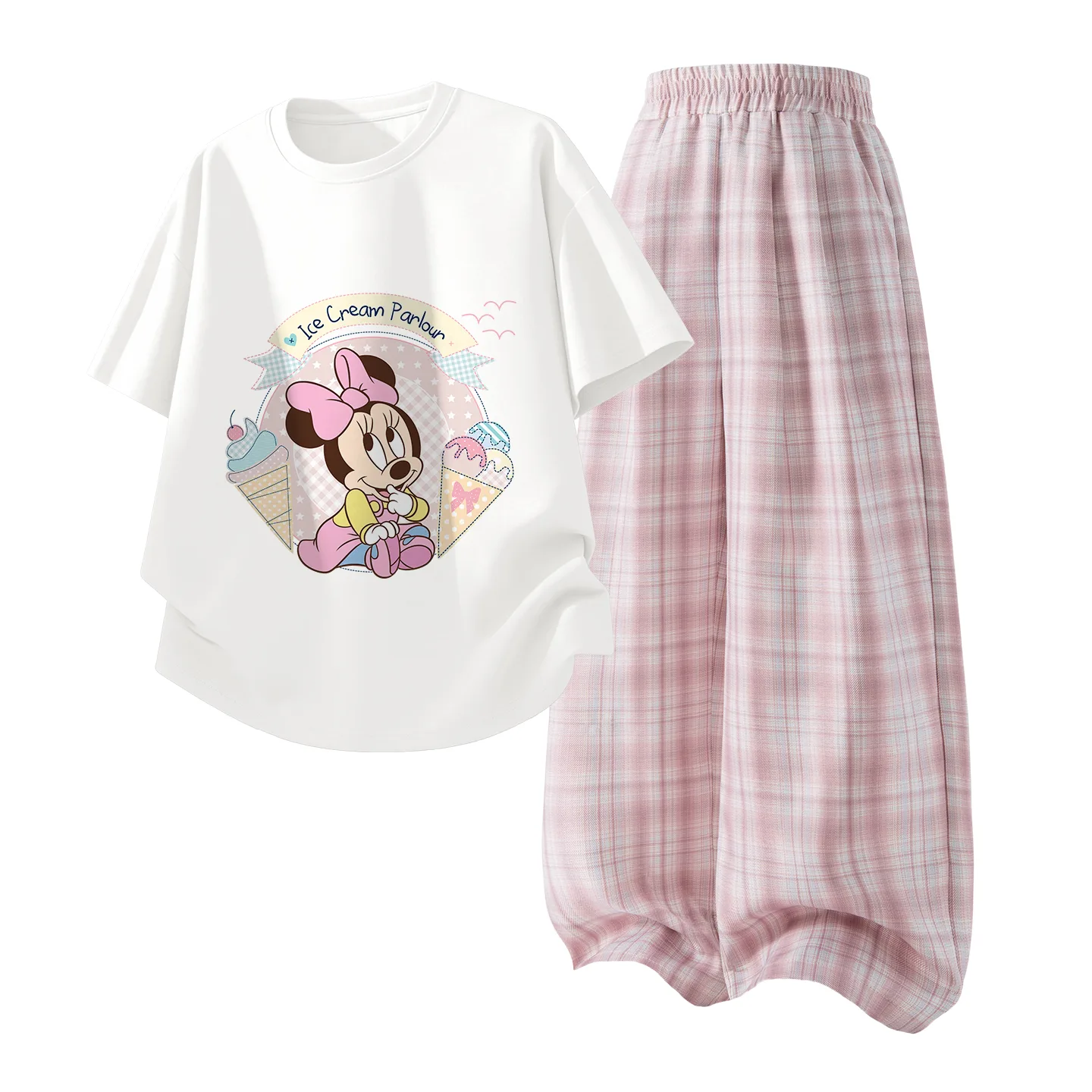 Детский спортивный комплект Casual Disney, Di Sweet Circle White+Solid Color Quartz Pink