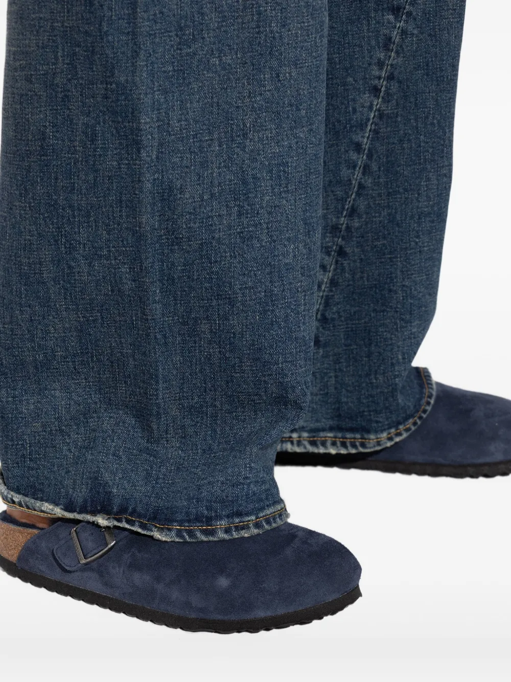 Сандалии Boston из замши с отделкой из овчины BIRKENSTOCK, синий — фото 4