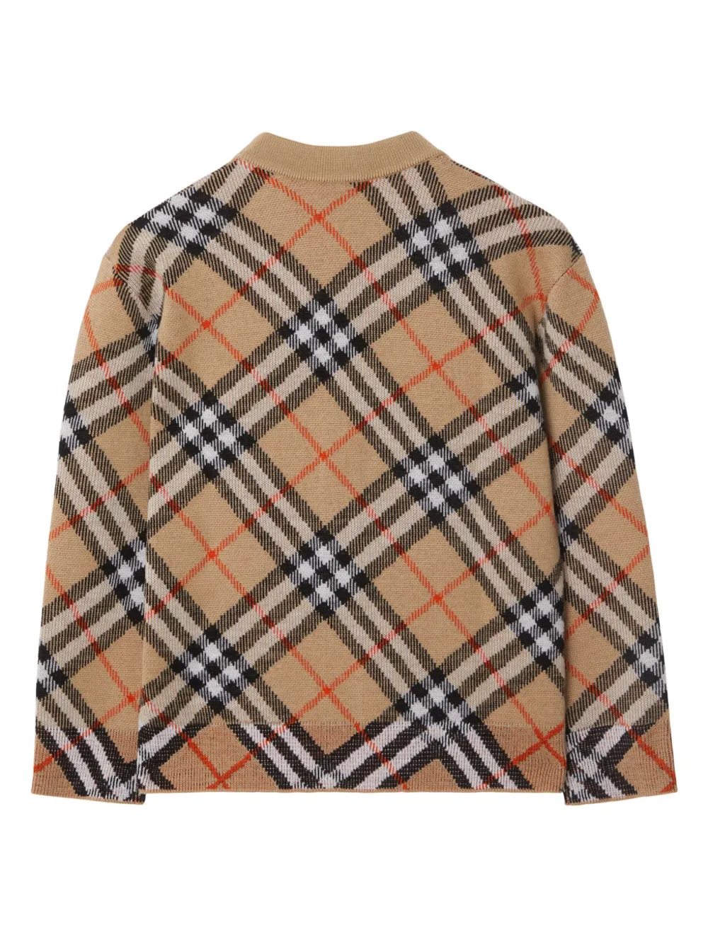 Шерстяной кардиган в клетку BURBERRY KIDS, нейтральный — фото 2