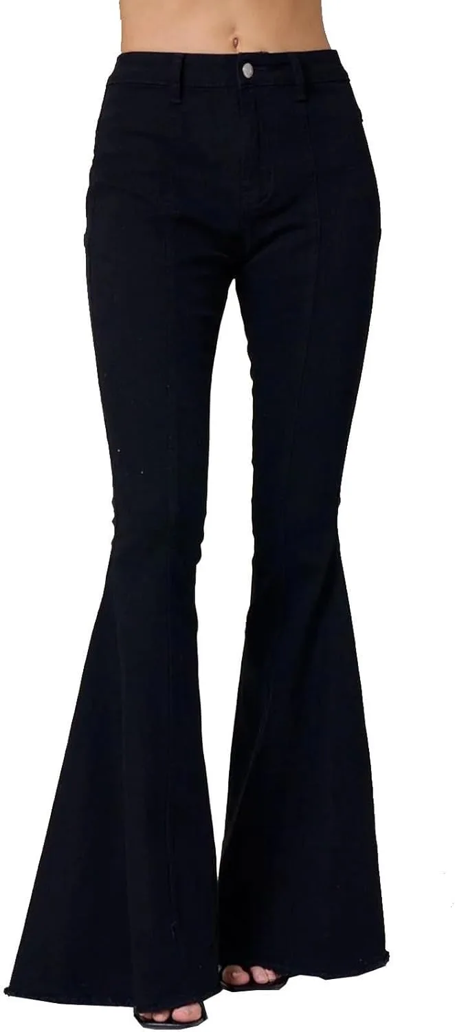 

Джинсы Bootcut для женщин с принтом звезд, High Waisted, Stretchy, Raw Hem