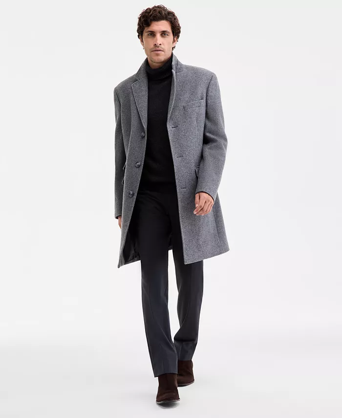 

Тед от Men's Classic-Fit Twill Wool-Blend Overcoat Ted Baker, серый