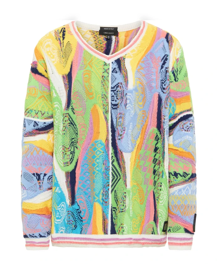 

Жаккардовый пуловер с V-образным вырезом Curtoni Carlo Colucci, мультиколор