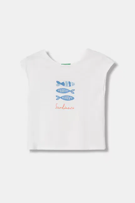 Футболка с принтом T-shirt United Colors of Benetton, белый