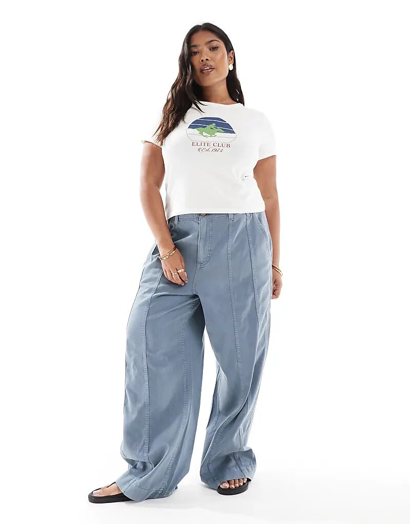 

Широкие брюки ASOS DESIGN с закругленными швами, выбеленного синего цвета