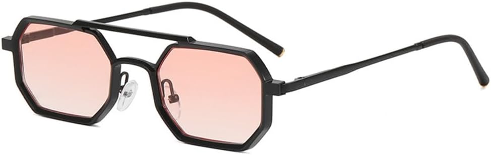 

Мужские солнцезащитные очки в стиле ретро с двойной перемычкой, многоугольные, маленькие, с прозрачными линзами с градиентом цвета "океан", женские очки в металлической оправе TYUVIVO, Pink Gradient