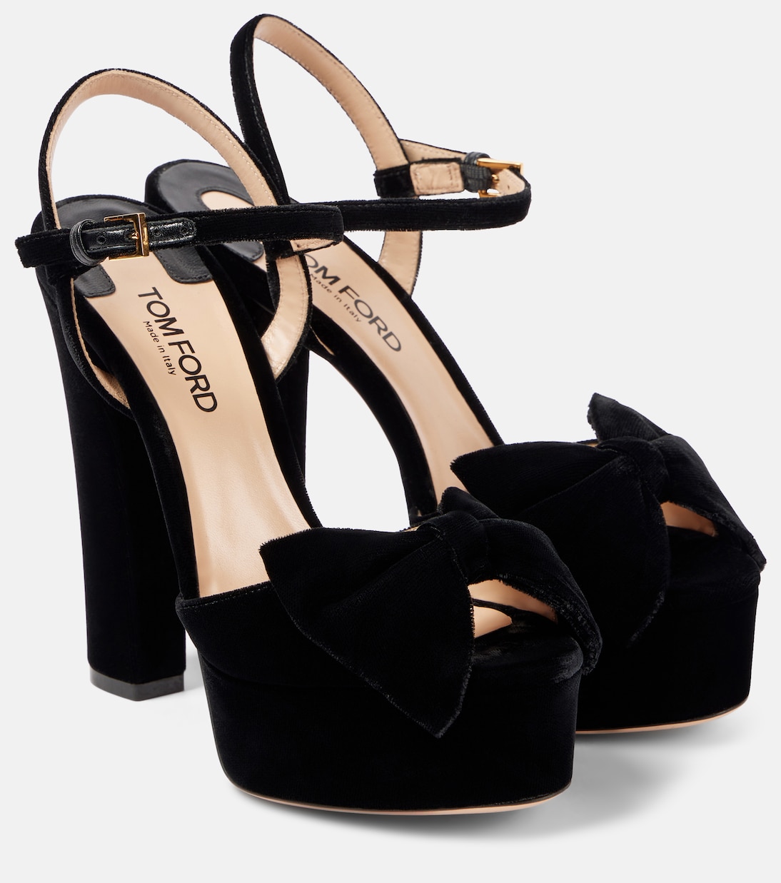 Бархатные босоножки на платформе Brigitte 130 Tom Ford, черный