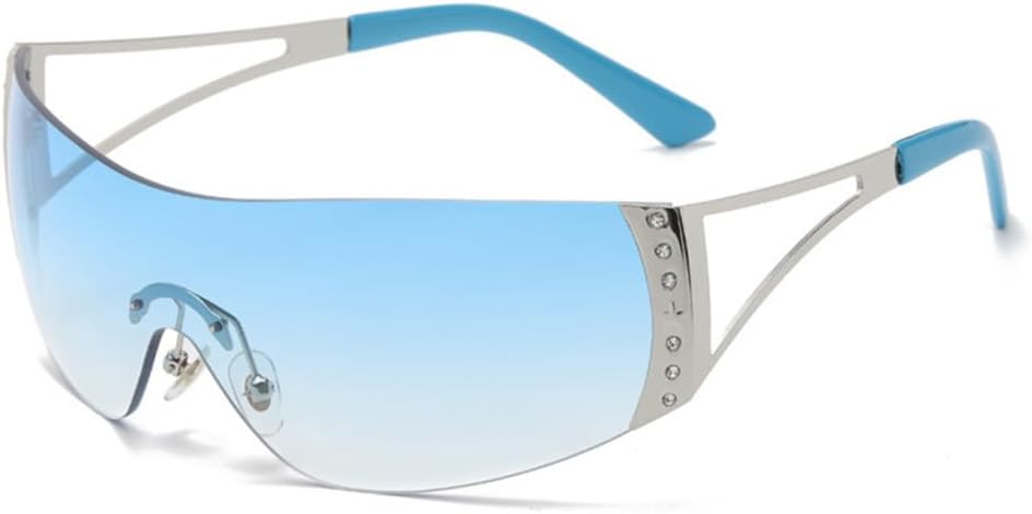 

Женские солнцезащитные очки LVTFCO Fashion без оправы с градиентными линзами, цельная конструкция, защита от ультрафиолета, серебристо-голубые, один размер, Silver Blue