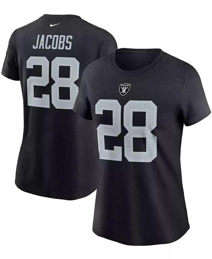 

Женская черная футболка с именем и номером Джоша Джейкобса Las Vegas Raiders Nike