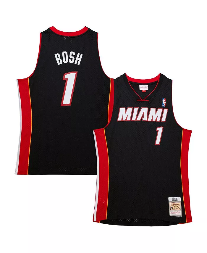 

Мужская футболка Chris Bosh Black Miami Heat Hardwood Classics Retro с именем и номером Mitchell & Ness