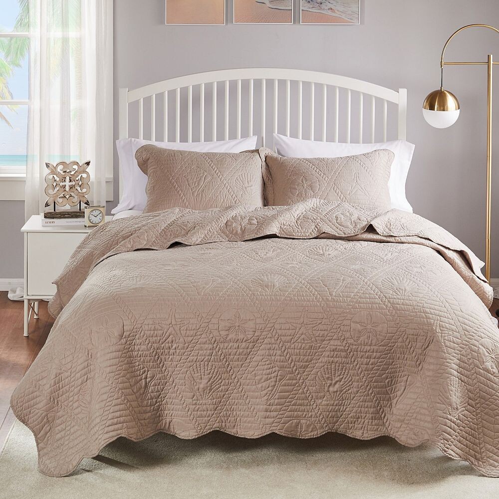 

Greenland Home Fashions синий комплект одеял La Jolla с накидками, коричневый