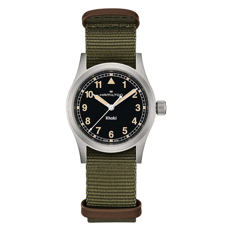 

Hamilton Часы Khaki Field Series Quartz Movement Unisex Watch Black Dial Stainless Steel Case Canvas Fabric NATO Strap