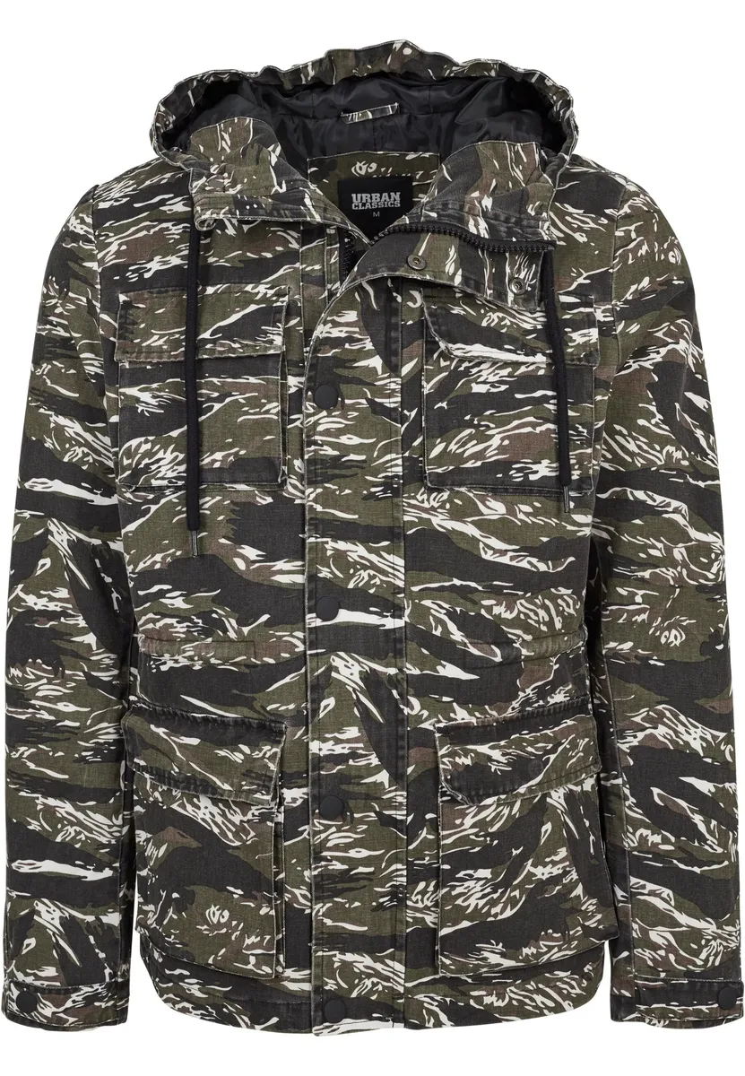 

Куртка всепогодная URBAN CLASSICS " Urban Classics Men's Tiger Camo Cotton Jacket" (1 шт.), с капюшоном, оливковый