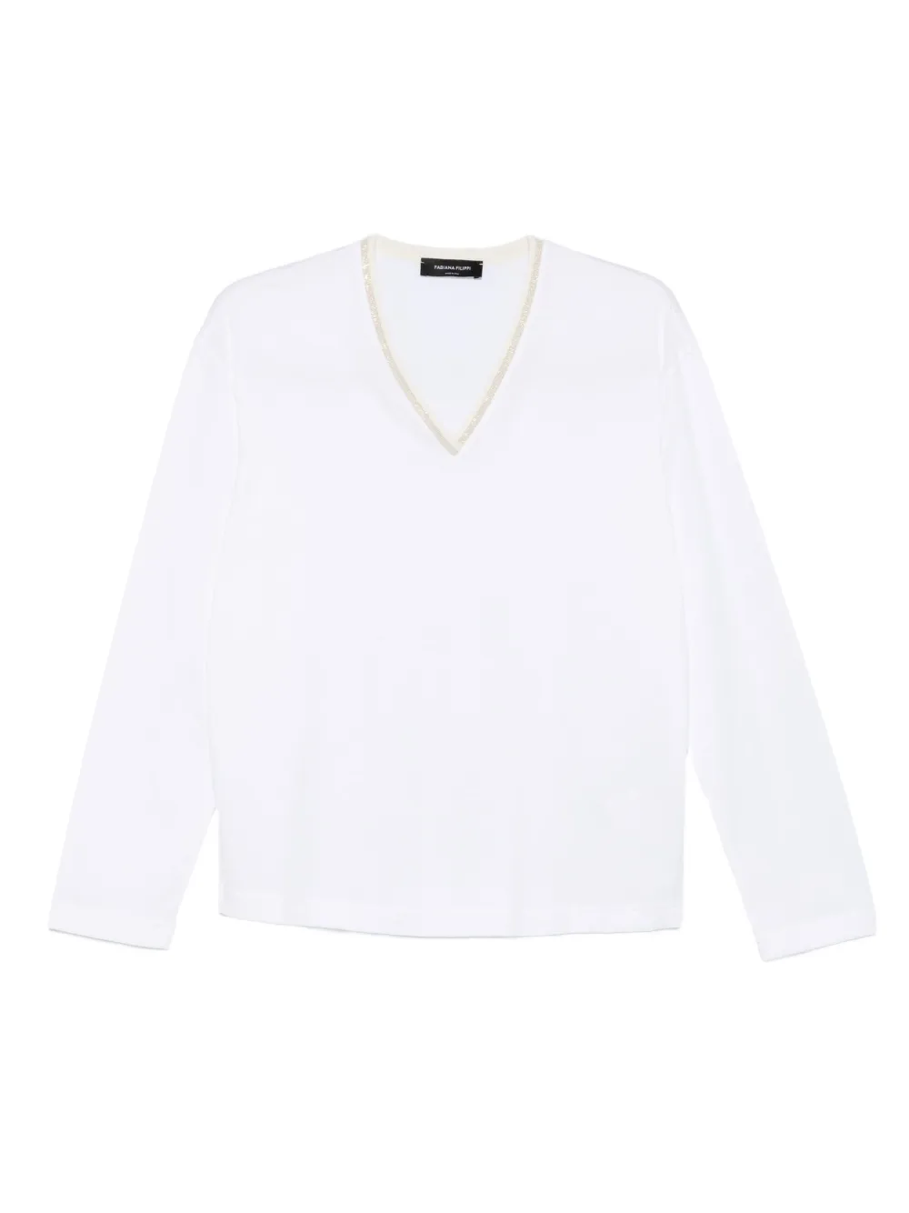 

Декорированная футболка с V-образным вырезом Fabiana Filippi, белый