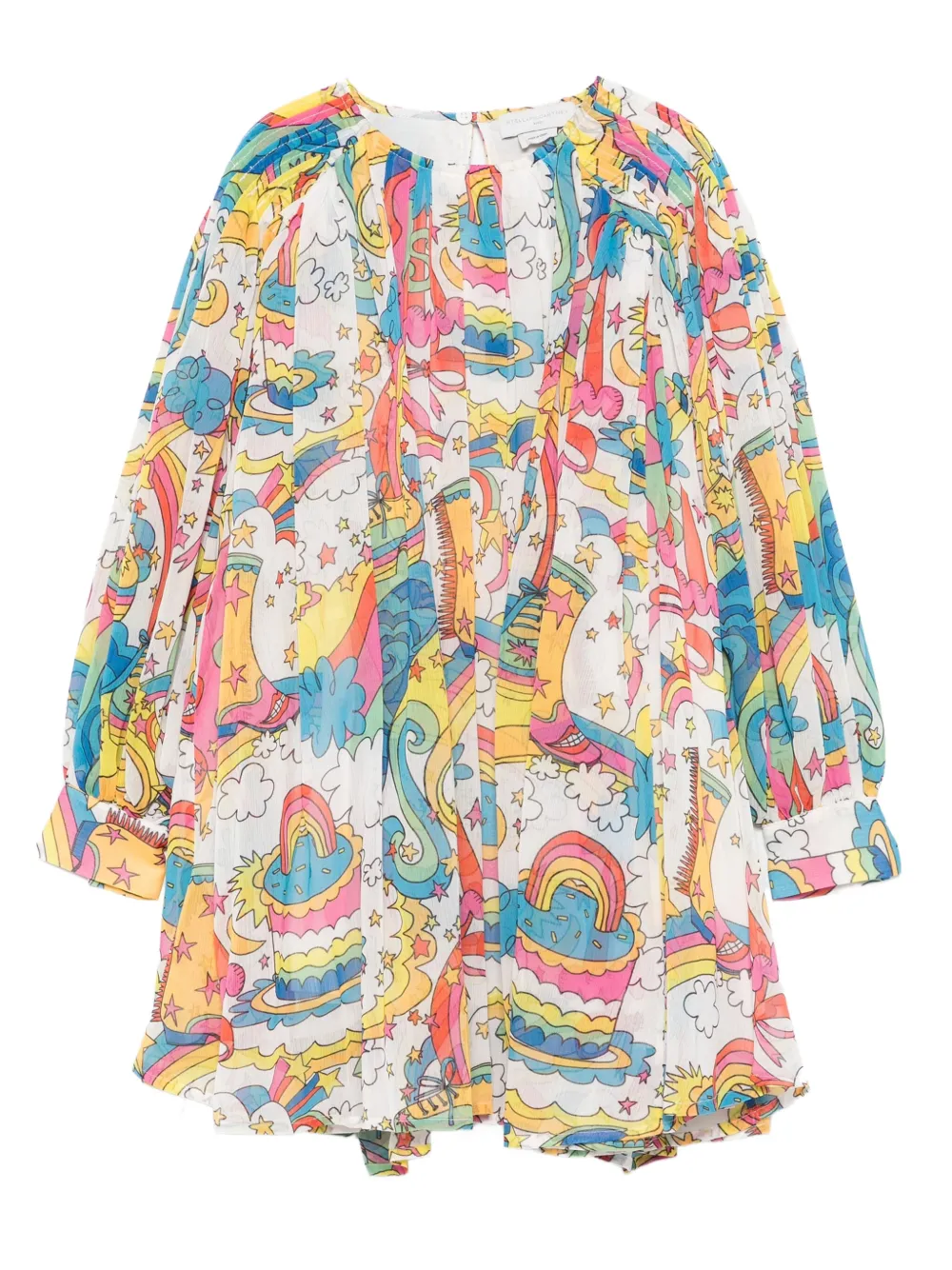 

Платье-плиссировка с радужным принтом Stella McCartney Kids, белый