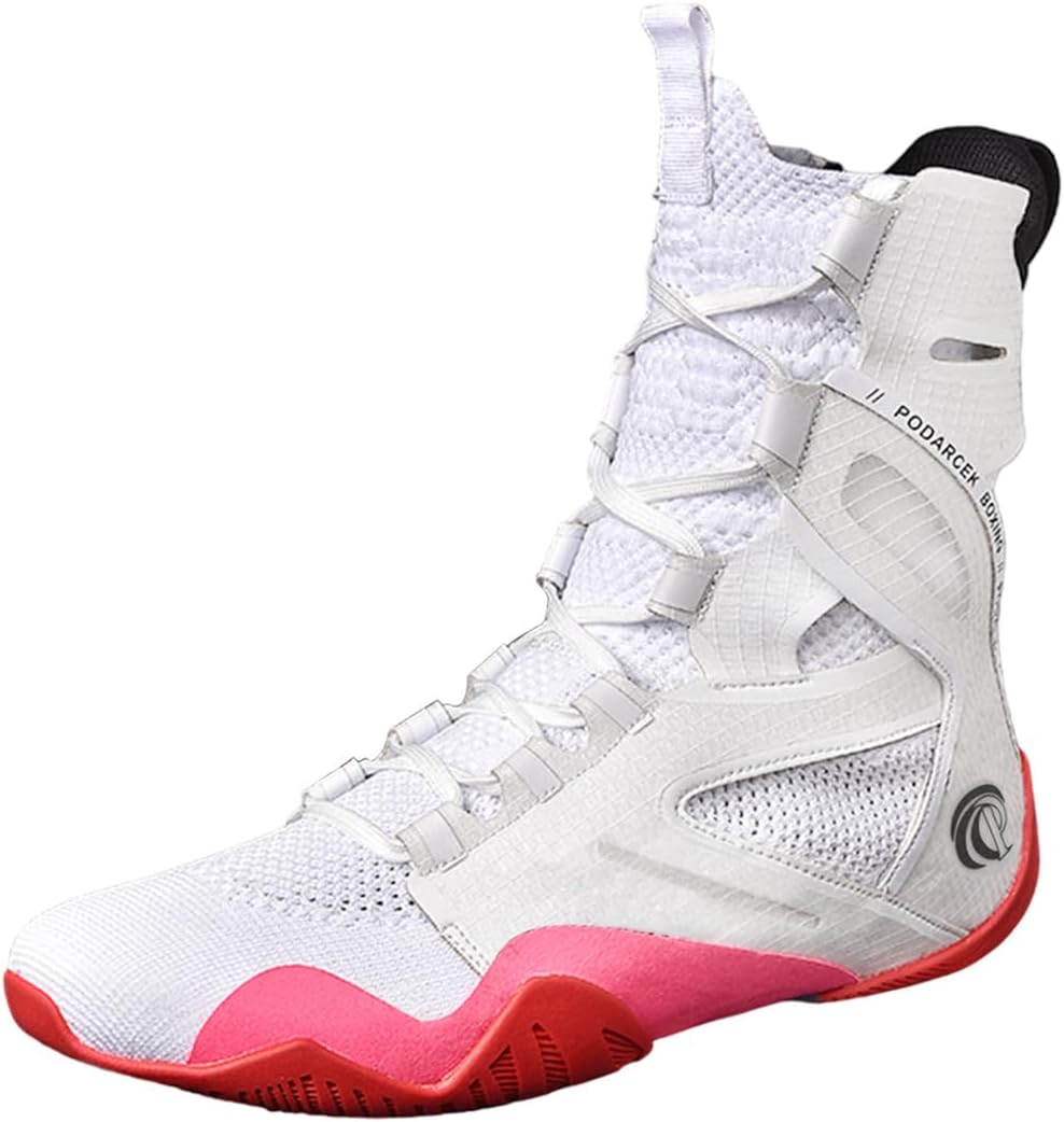 

Боксерские кроссовки для мужчин, высокие ботинки для борьбы, спортивные кеды для соревнований, дышащие ботинки для фитнеса и тренировок по борьбе Ukuboxbag, белый