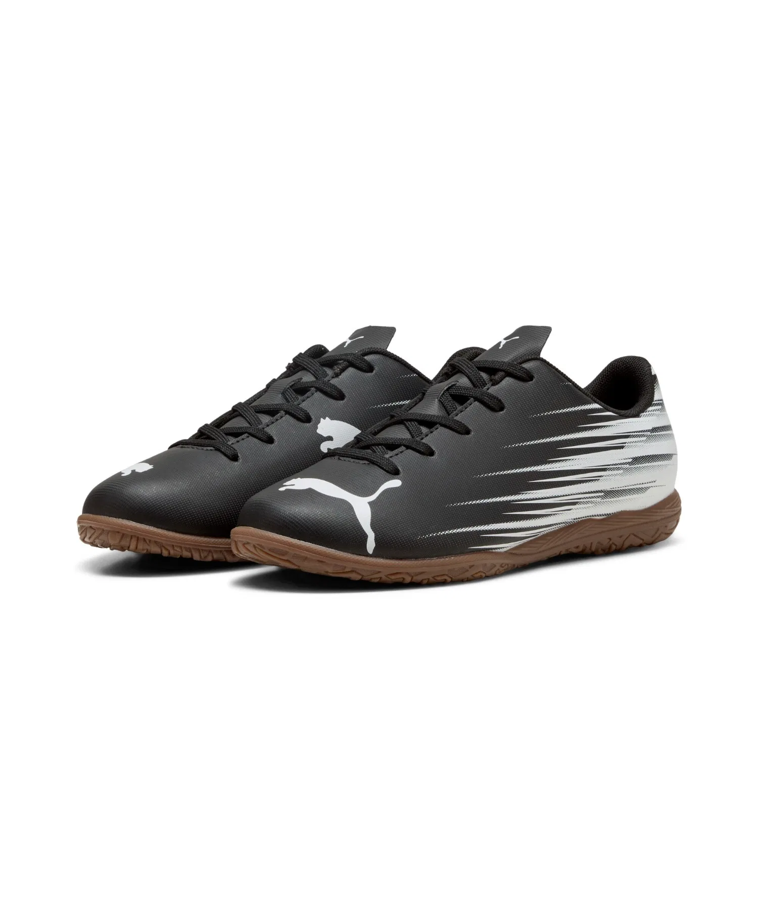 Детские футбольные кроссовки PUMA Attacanto II IT для зала чёрно-белые — фото 2