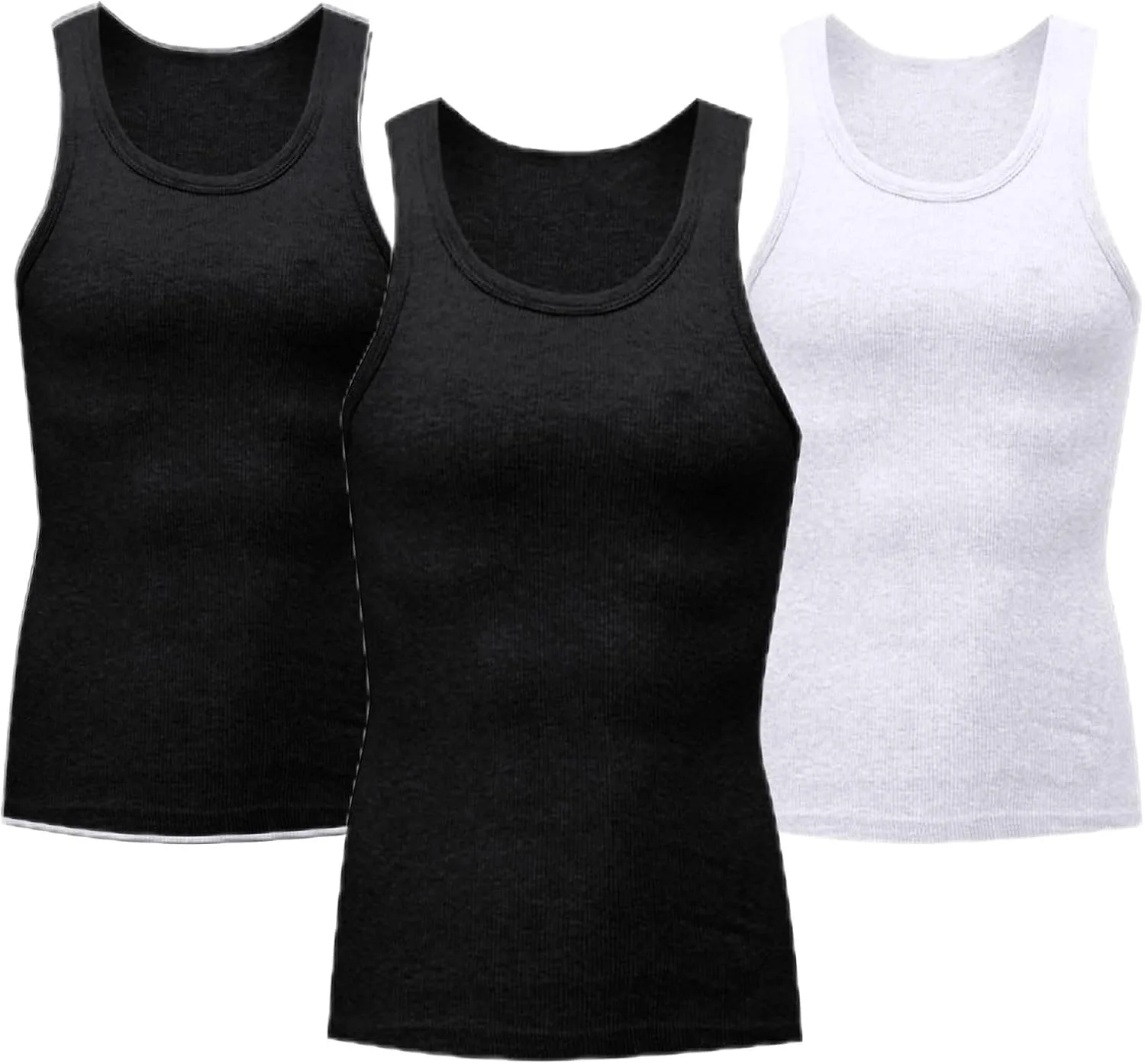 

Футболки-майки для мужчин 3 шт, классические ребристые, влагоотводящие