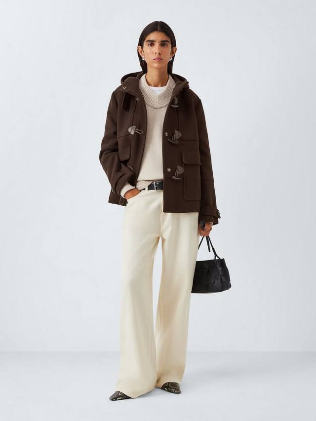 

Короткое пальто из шерстяной смеси дафл John Lewis, Brown