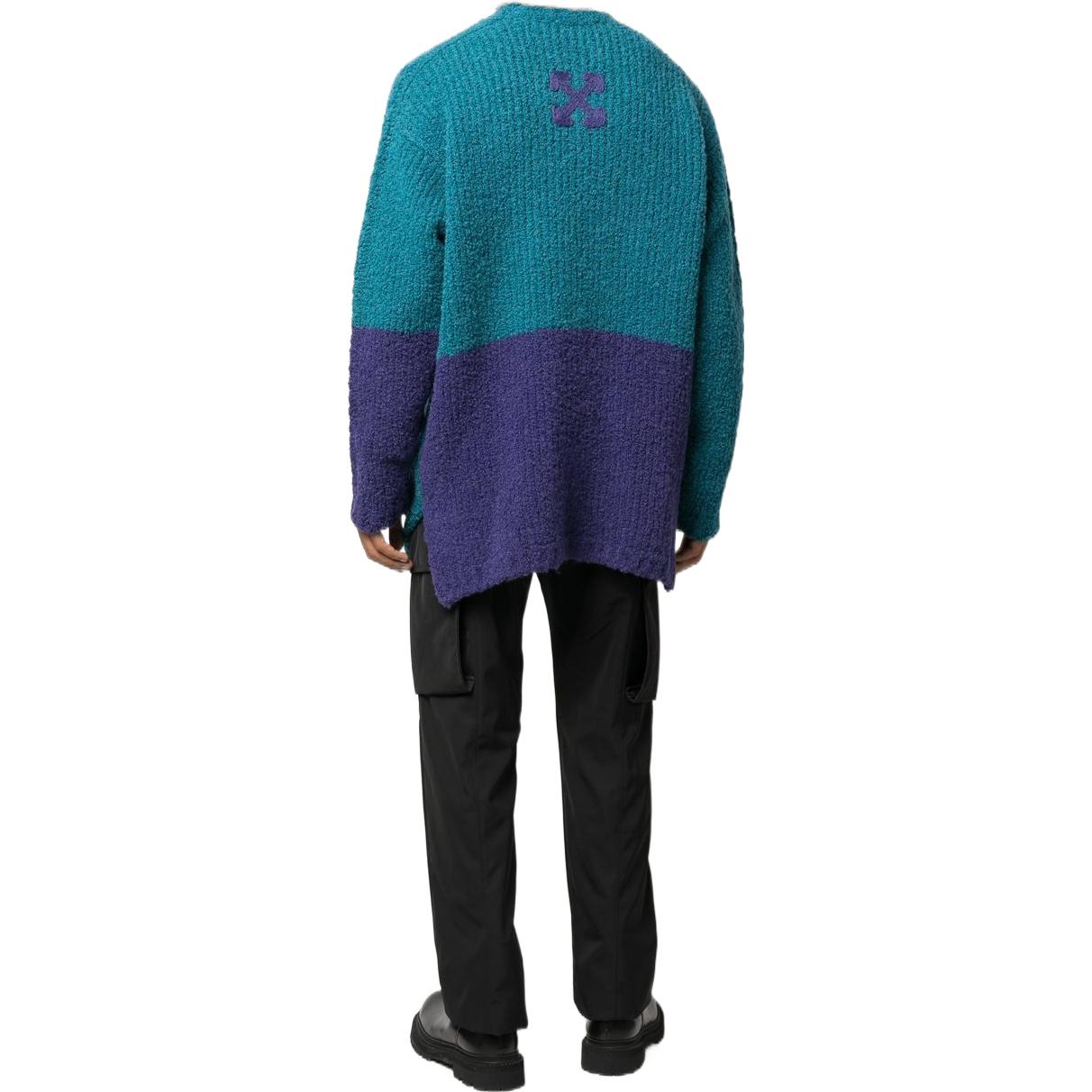 Свитер Men's Off-White SS22 Contrasting Colors Round Neck Knit Long Sleeves Wool Sweater Blue — фото 3