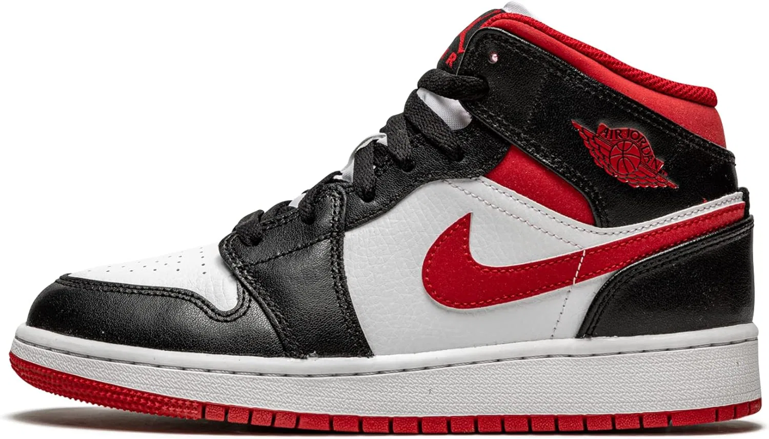 Детские кроссовки Nike Air Jordan 1 Mid Gs унисекс, Black, Fire Red, White