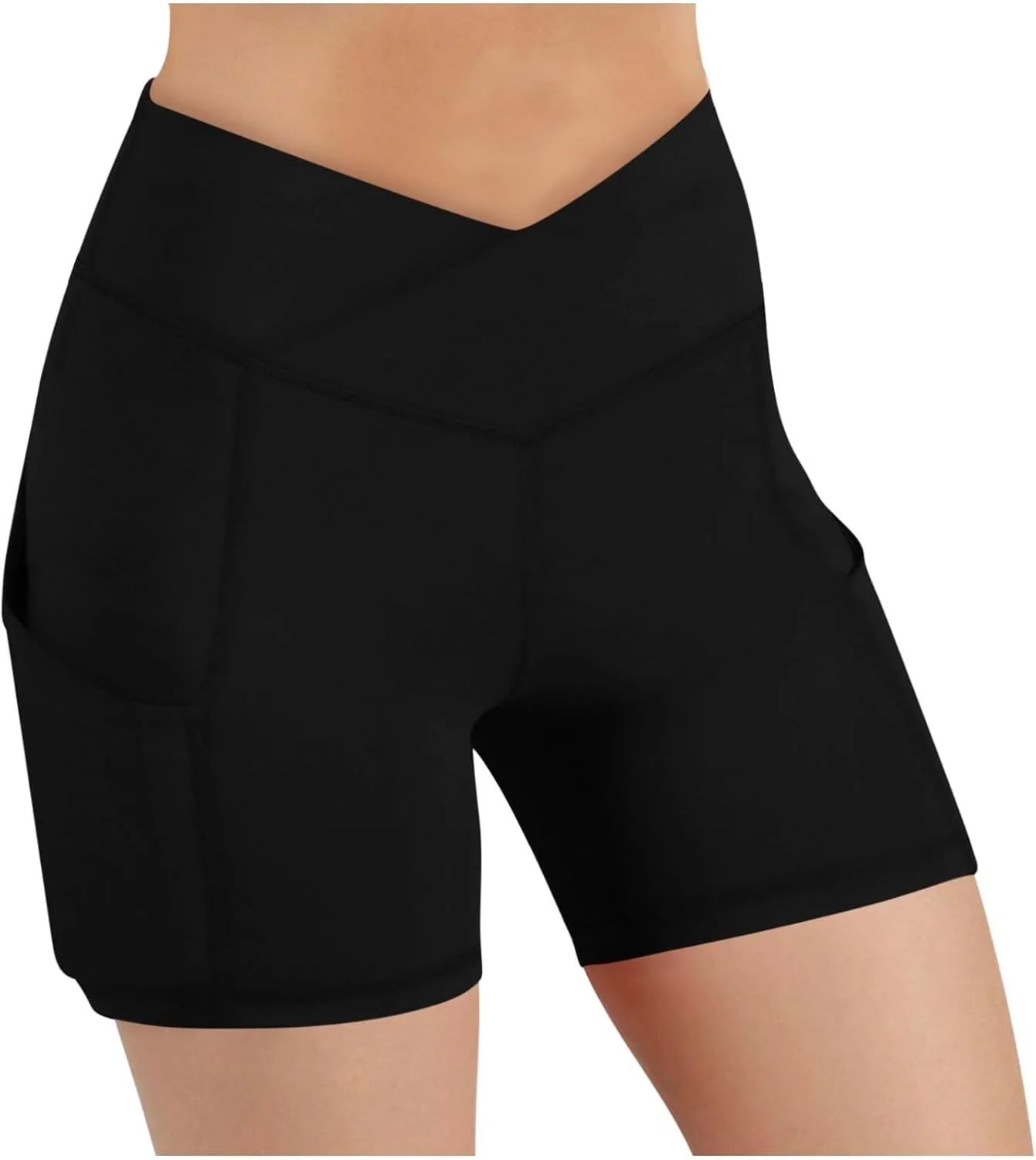 

Кроссоверные шорты для женщин High Waisted, Stretchy, Breathable, с карманами