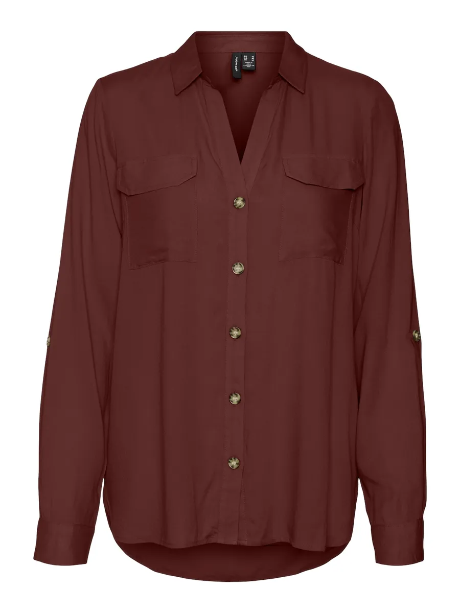 

Блуза-рубашка Vero Moda "VMBUMPY L/S SHIRT NEW WVN GA NOOS", цвет Fired Brick