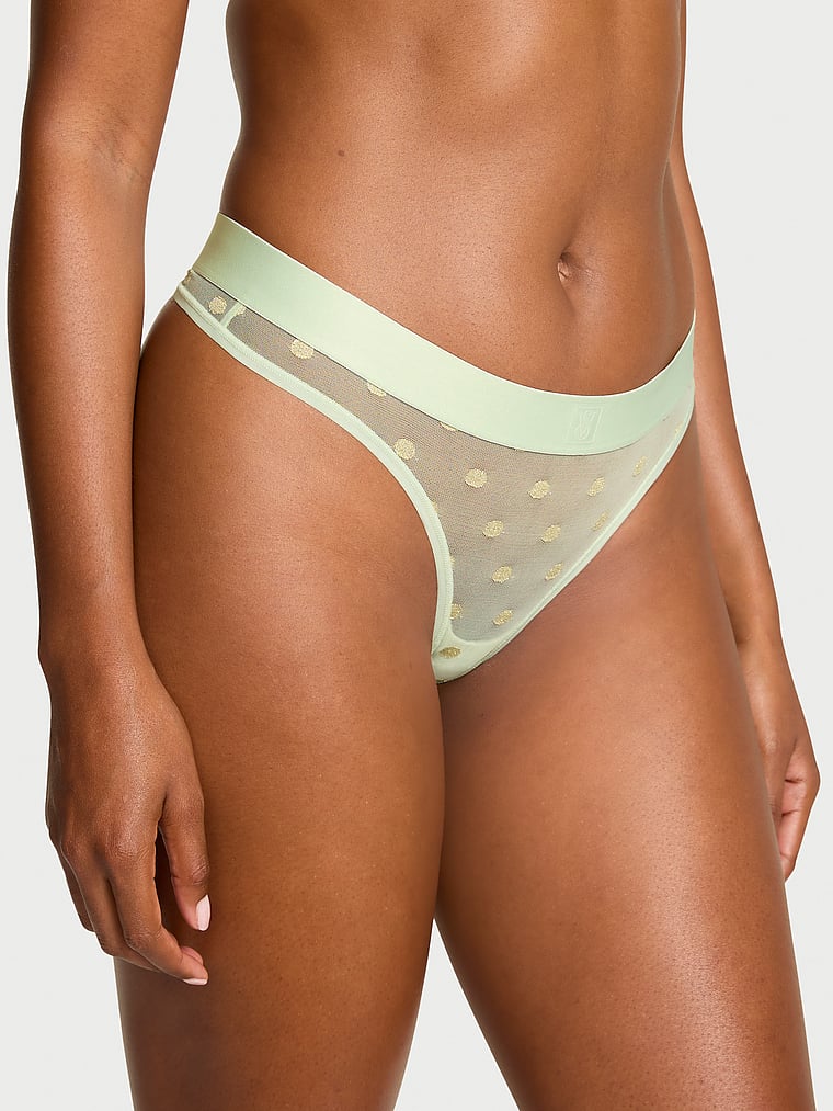 

Прозрачные трусики-стринги с блестками Cotton, sheer shimmer mint crush