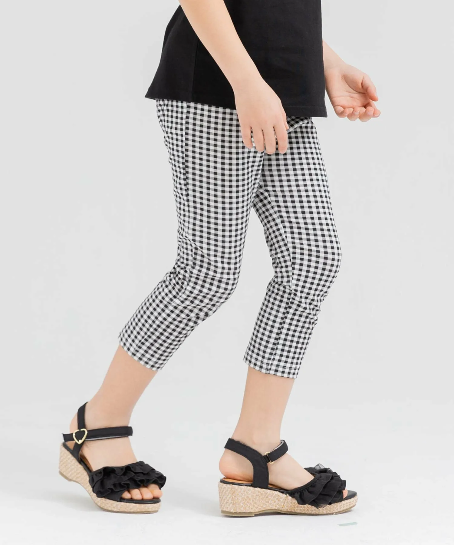 Леггинсы в клетку длиной 3/4 Chil2, black