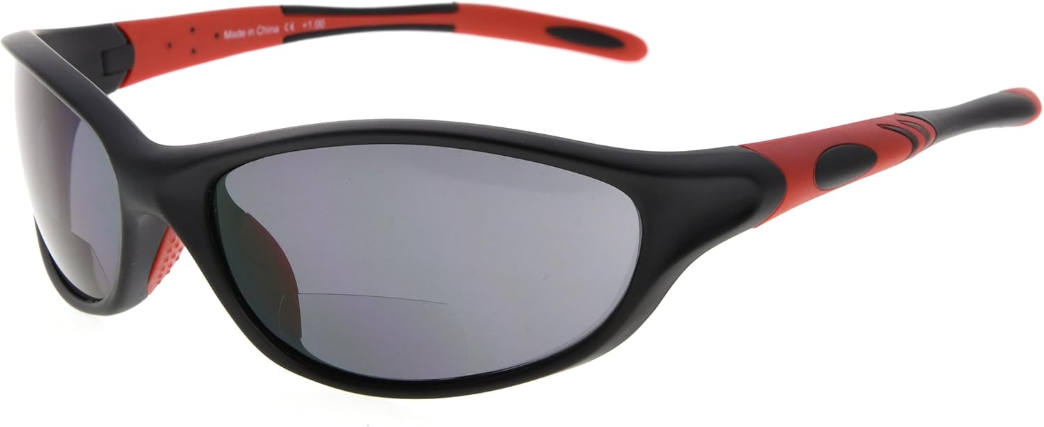 

Спортивные бифокальные солнцезащитные очки Eyekepper TR90 для бейсбола, бега, рыбалки, вождения, гольфа, софтбола, походов, чтения под солнцем, Sg905 Black Frame/Red Arm