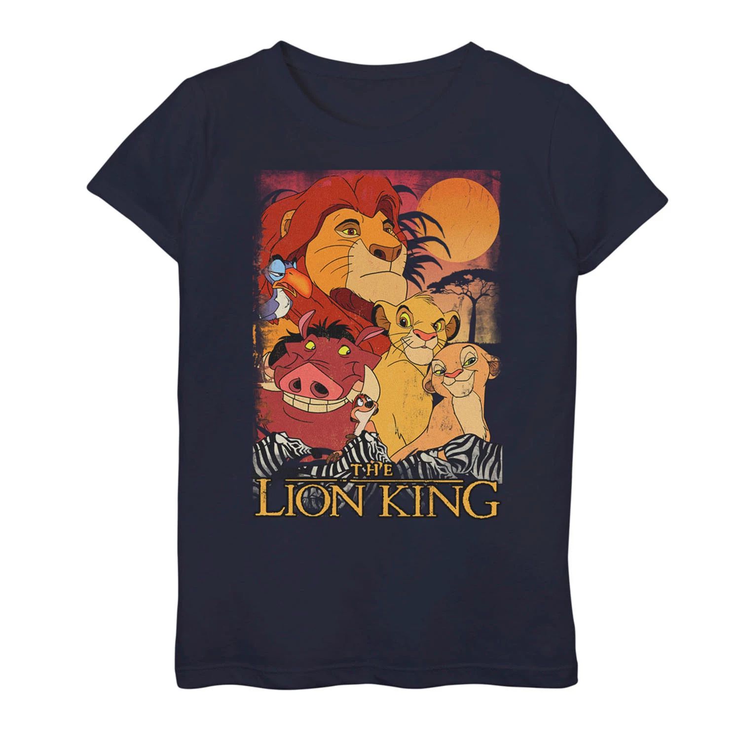 

Футболка Disney's The Lion King для девочек 7–16 лет Happy Group Shot Sunset Licensed Character, синий