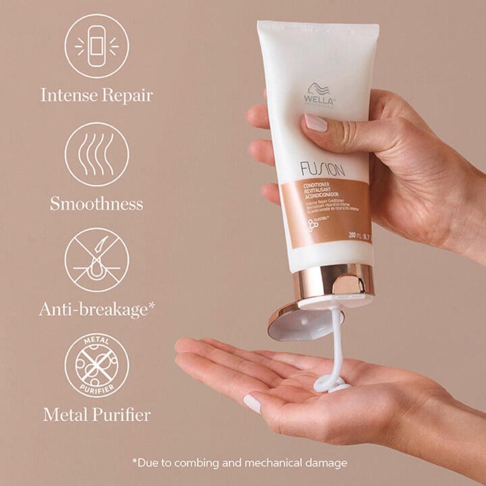 Кондиционер для интенсивного восстановления волос Fusion Intense Repair от Wella, подходит как для мужчин, так и для женщин - 170 мл, прозрачный — фото 2