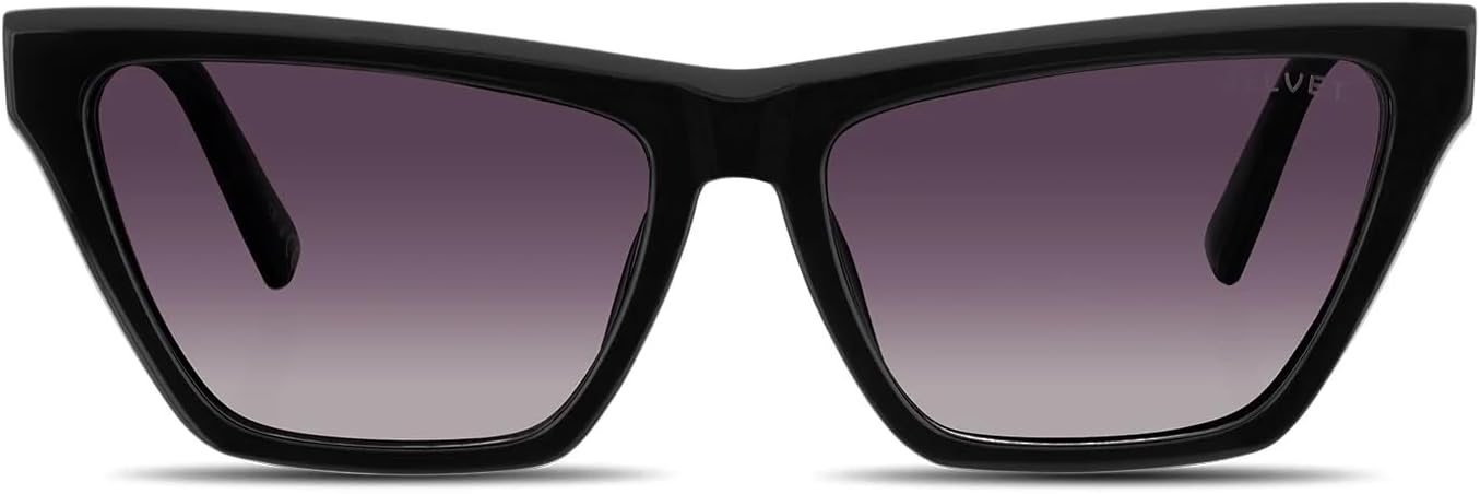 

Солнцезащитные очки Velvet Eyewear «Кошачий глаз» для женщин, модель «Хелен», черный цвет - 100% защита от УФ-излучения - разработаны для женщин - произведено в США, размер Medium, Black