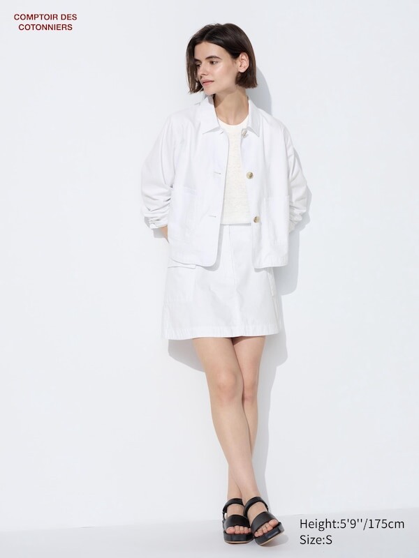 

Мини-Юбка из смеси хлопка Uniqlo, белый