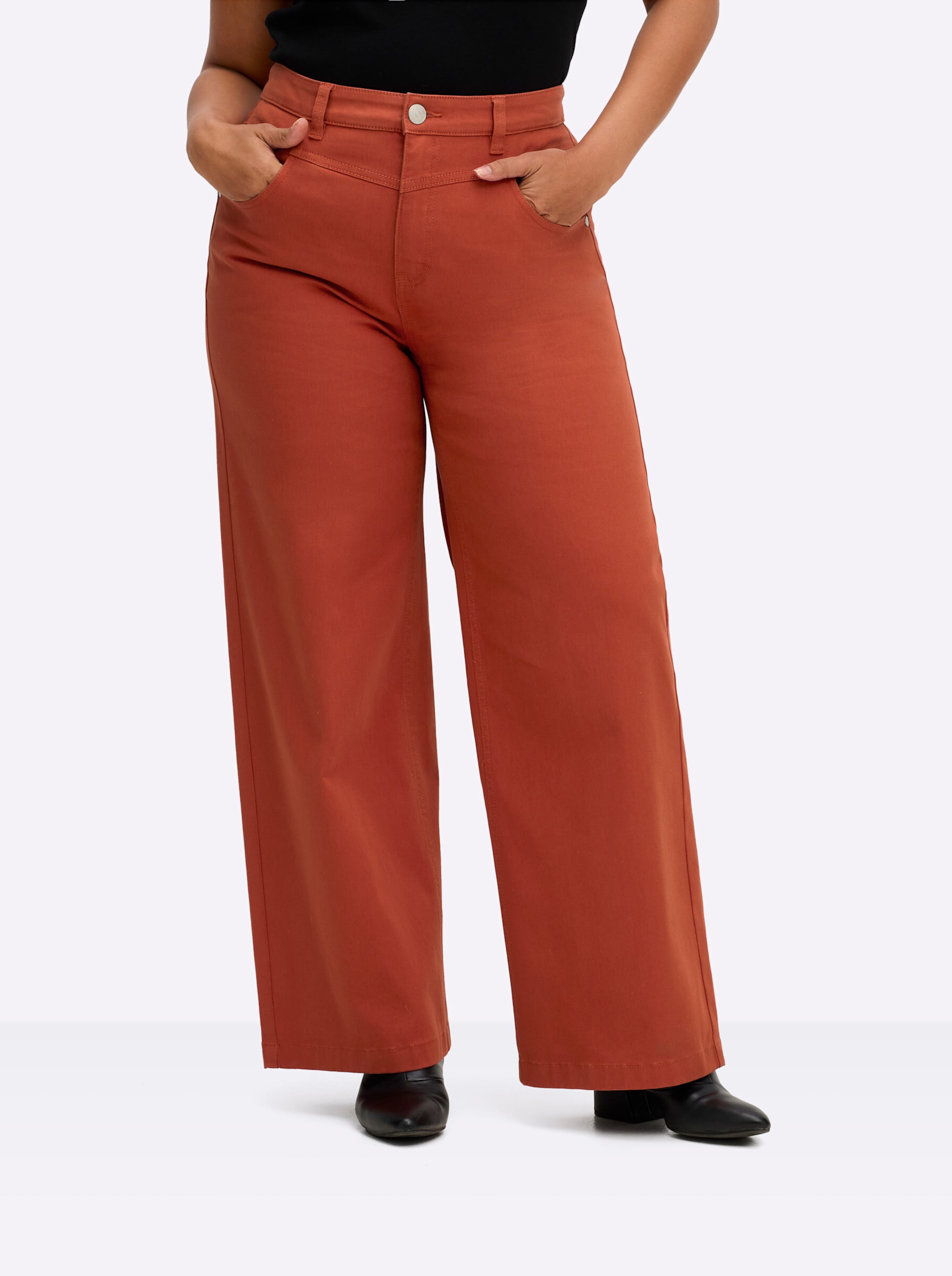 

SHEEGO Широкие джинсы 'Ella' в цвете Rusty Red