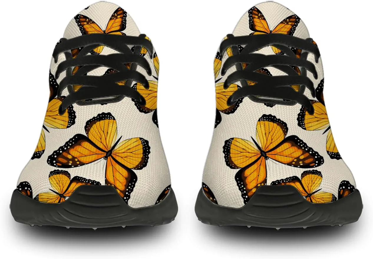 

Кроссовки с бабочками для женщин и мужчин, легкие для бега, прогулок и тенниса, женские и мужские кеды, обувь с бабочками, подарки Horethy, желтый