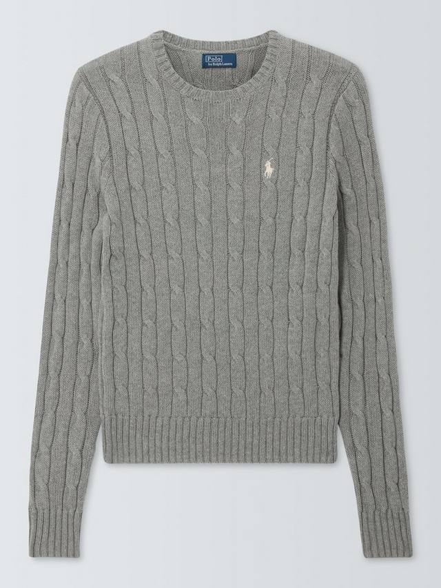 Поло свитер с кабельной вязкой и круглым вырезом Ralph Lauren, Grey — фото 4