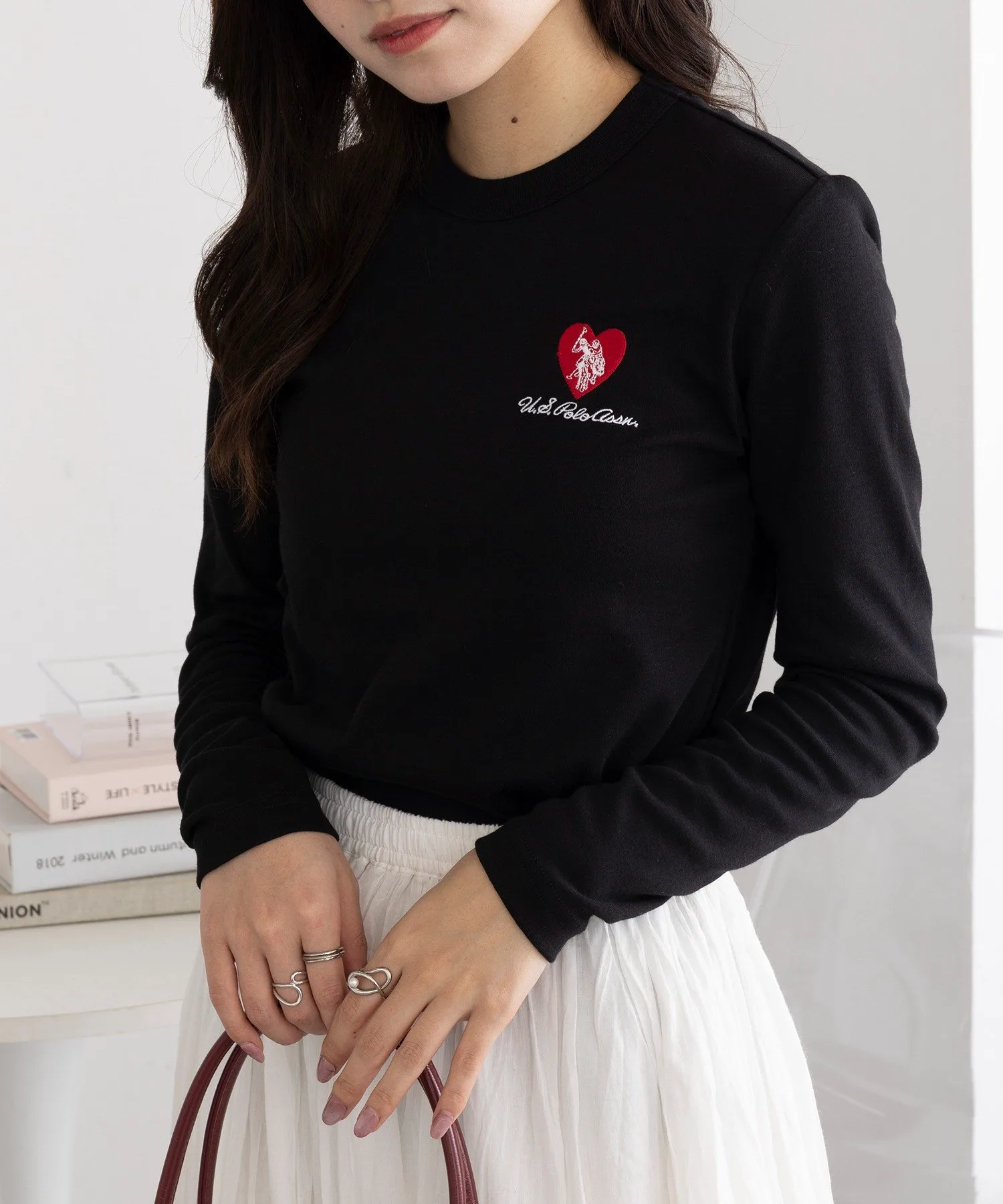 Футболка с длинным рукавом и вышивкой в виде сердца от US POLO ASSN./Beauty Smooth. U.S. Polo Assn., BLK — фото 4