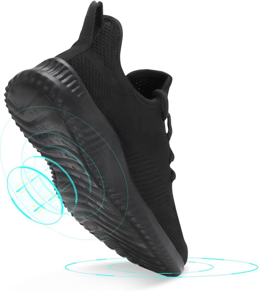 Кроссовки Flysocks для мужчин с легкой посадкой, нескользящие кроссовки, легкие дышащие сетчатые кроссовки для повседневной носки, тенниса, бега и ходьбы, черный — фото 4