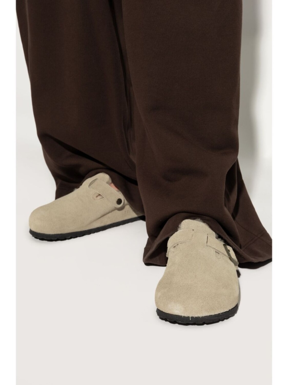 Мюли Birkenstock Boston Shearling Suede Leather, бежевый — фото 2