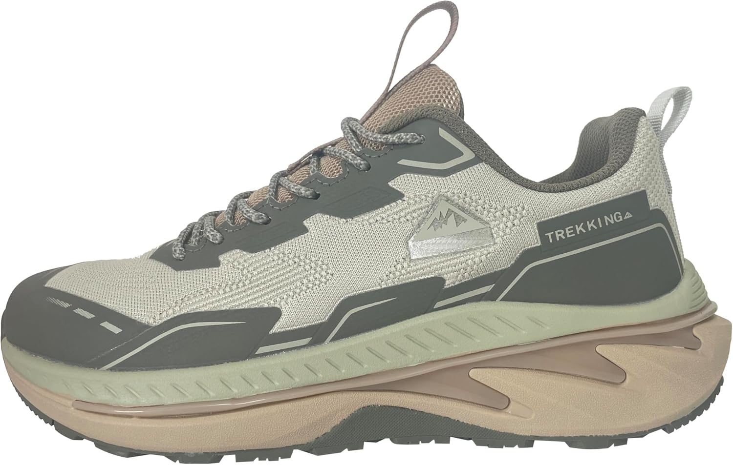 

Кроссовки для трейлового бега и треккинга, с сетчатой тканью и синтетическими материалами, серо-бежевые, для походов и активного отдыха Generic