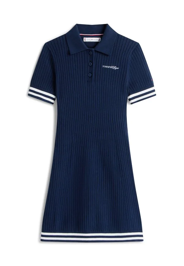 Платье-Сарафан с короткими рукавами и вышивкой логотипа Tommy Hilfiger, Dark Night Navy — фото 4
