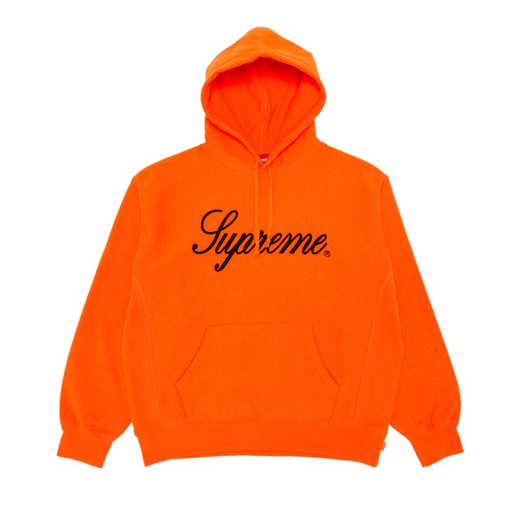 

Толстовка Supreme Embroidered Script Hooded Sweatshirt, цвет Bright Orange