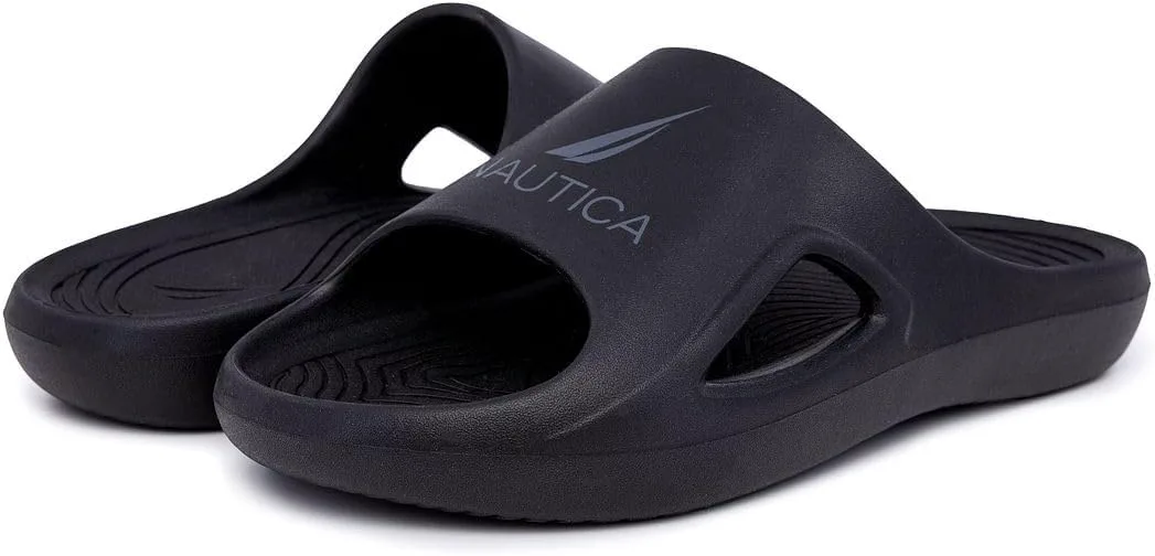 Мужские спортивные шлепанцы Nautica для душа, для дома и улицы - легкие, прочные и удобные, черный — фото 2