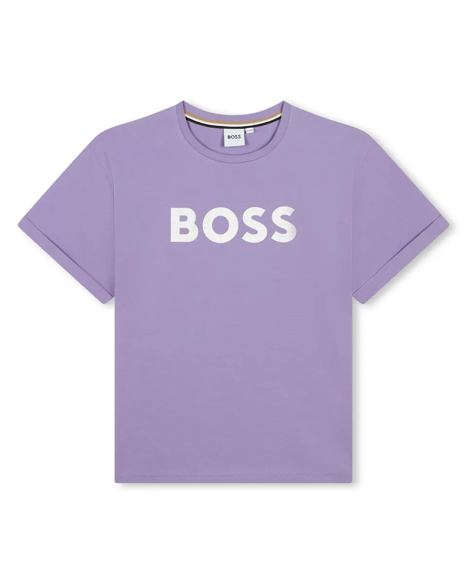 

Футболка для девочки с короткими рукавами и логотипом спереди BOSS Kidswear, фиолетовый