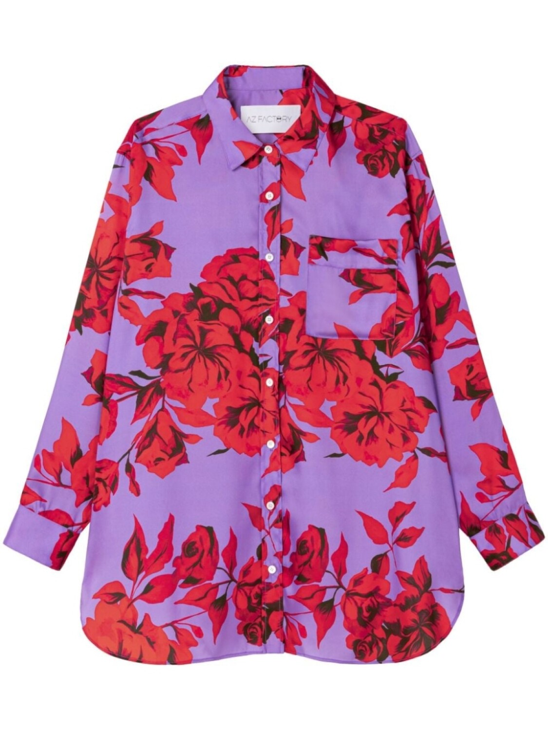 

AZ FACTORY атласная рубашка с принтом Hibiscus, фиолетовый