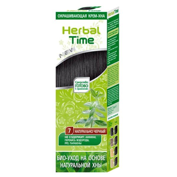 

Herbal Time, натуральная хна, натуральный черный, 75 мл