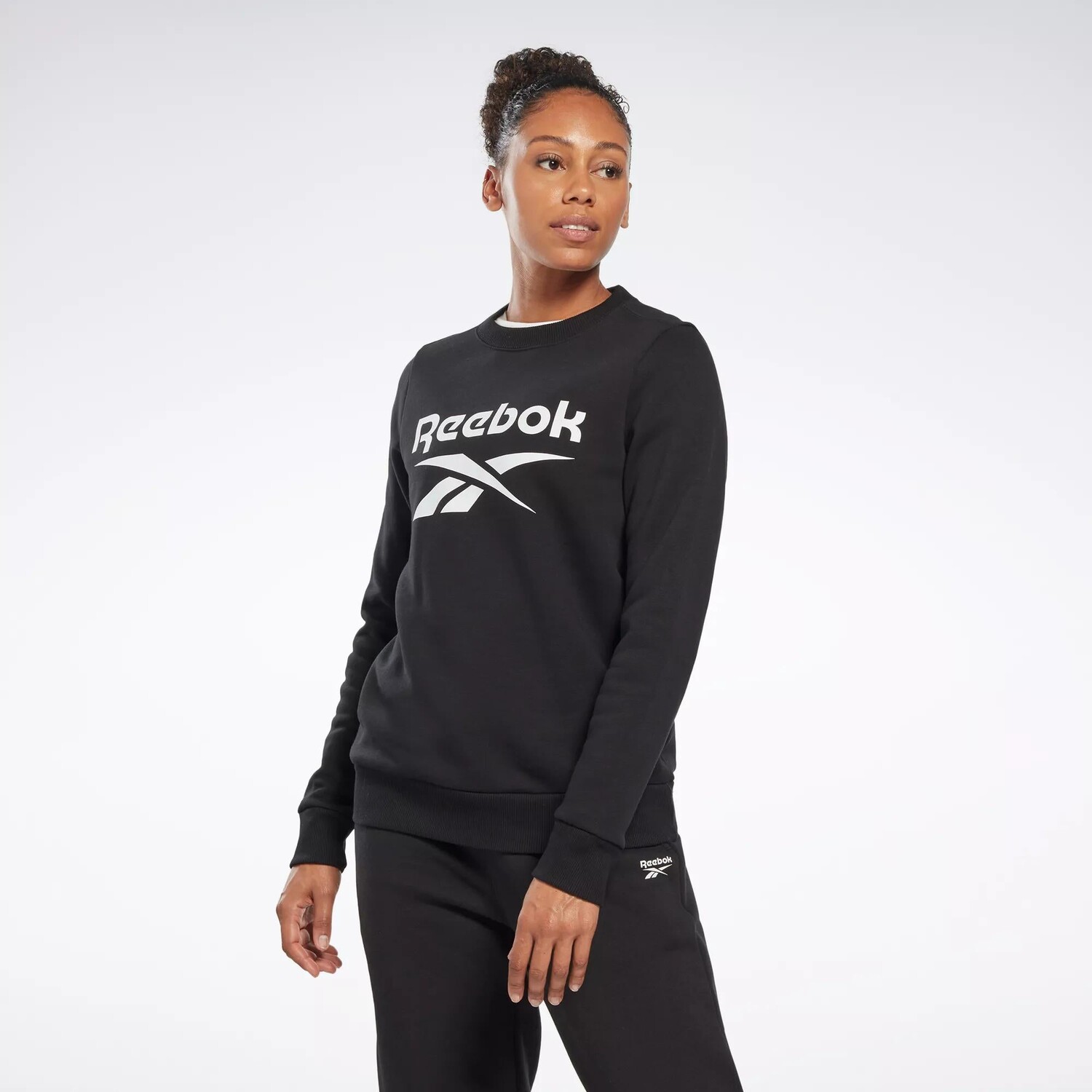 

Флисовая толстовка с круглым вырезом Reebok Identity с большим логотипом, черный