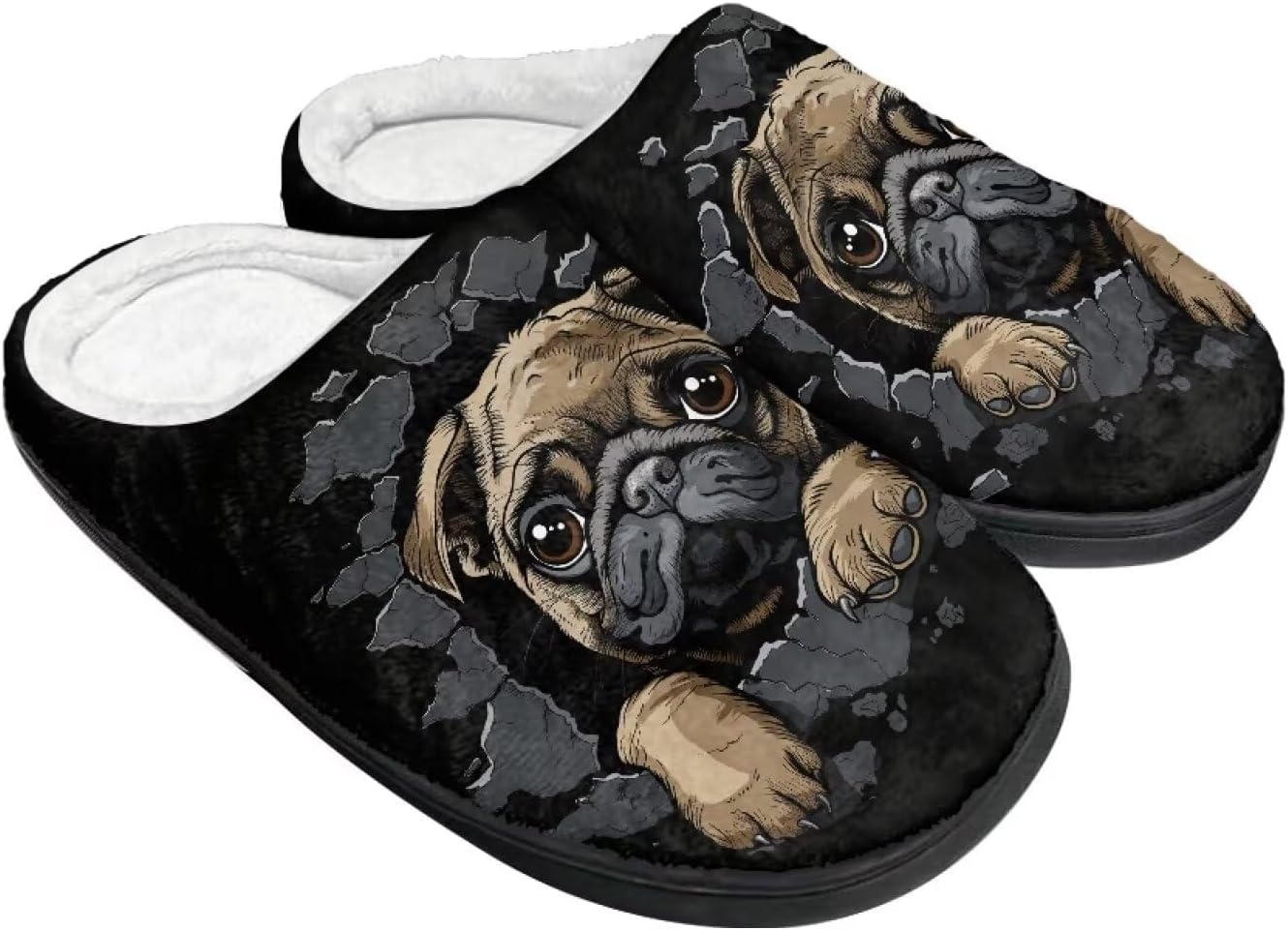 

Тапочки Tomeusey для женщин - домашние и хлопковые тапочки с противоскользящей подошвой, подарок для женщин и мужчин, Funny Pug